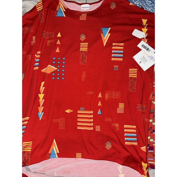 Lot Of 10 LuLaRoe Irma Azure Randy Shirt Skirt Tee Soft Patriotic Geometric - Picture 3 of 11